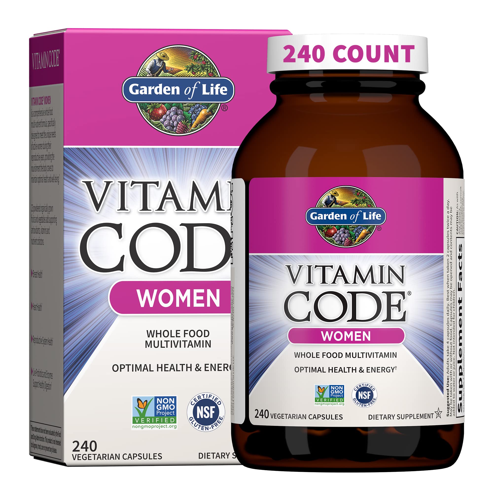 Garden of Life Vitamin Code Whole Food Multivitamin for Women, 120 Count