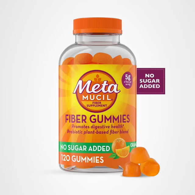 Metamucil Fiber Gummies for Adults, Orange Flavor, 120 Count