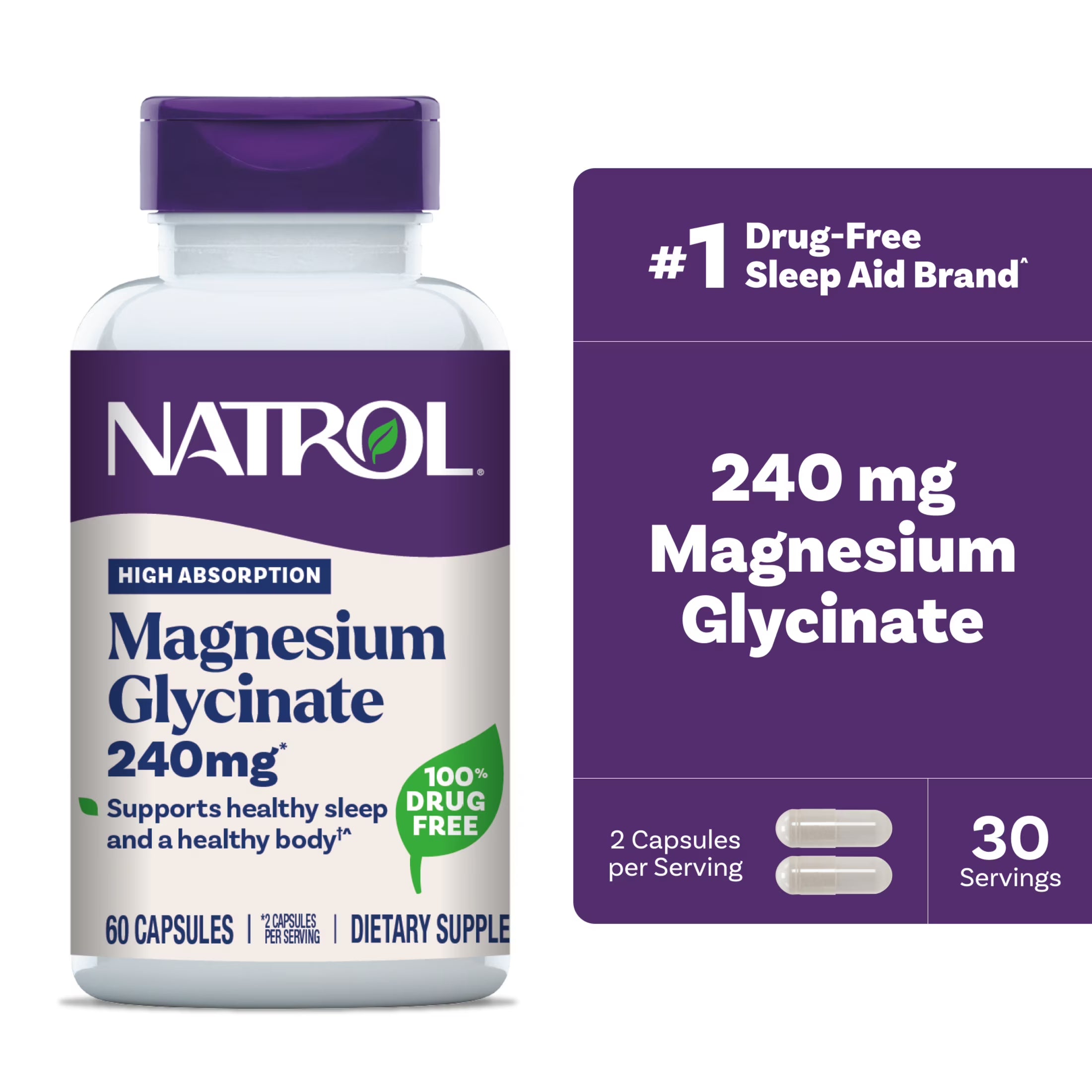 Natrol High Absorption Magnesium Glycinate, 60 Capsules