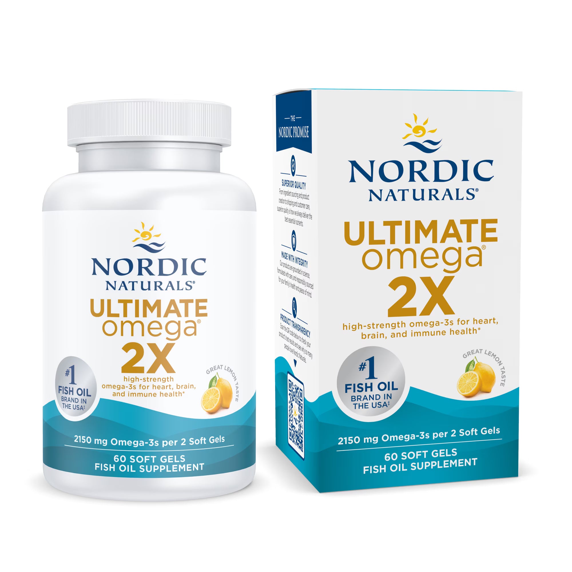 Nordic Naturals Ultimate Omega 2X, Lemon, 60 Soft Gels