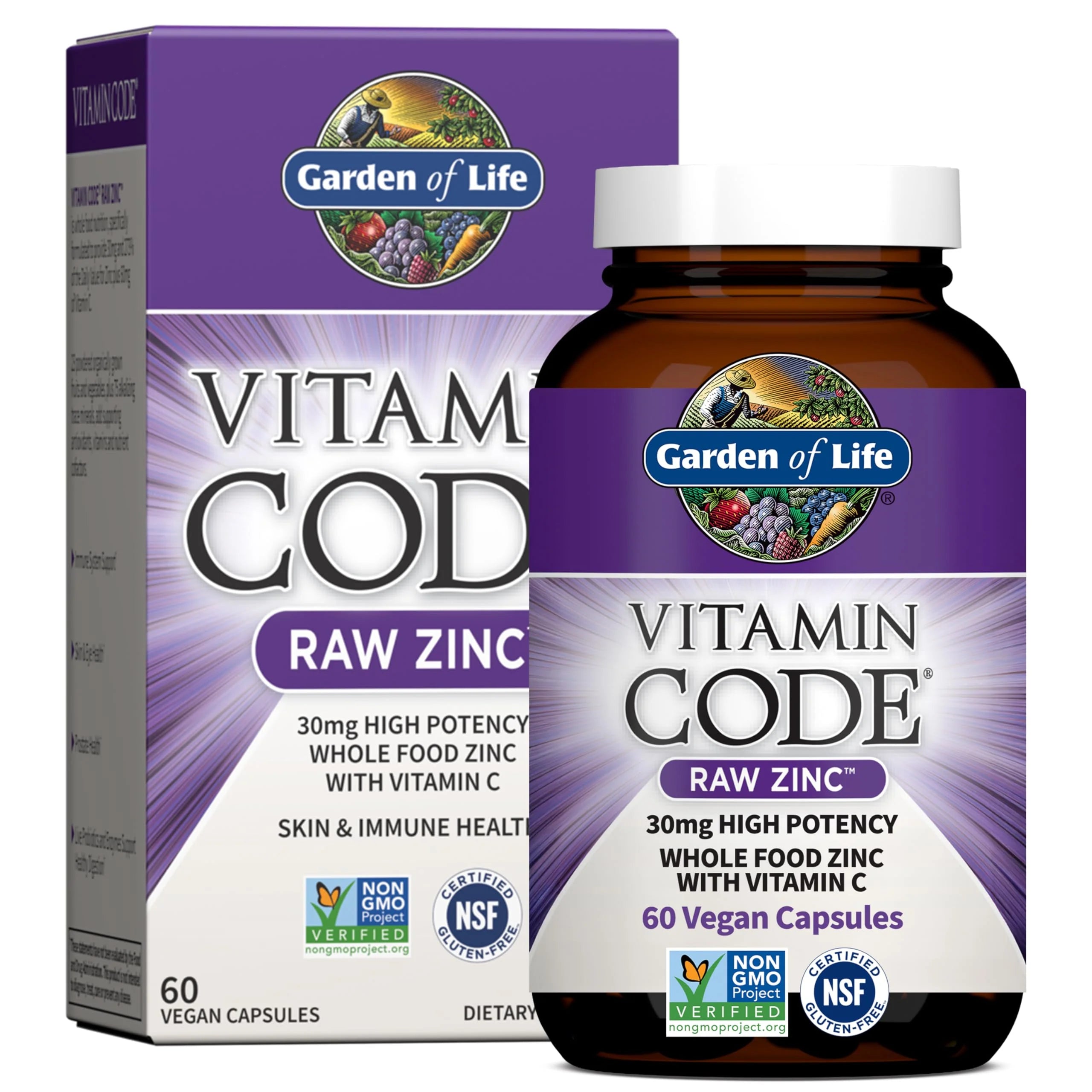 Garden of Life Vitamin Code Raw Zinc, 60 Vegan Capsules