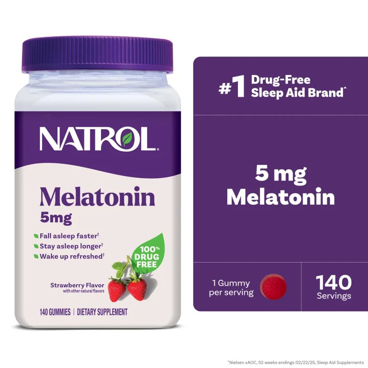 Natrol Melatonin 5 mg Gummies, Strawberry Flavor, 140 Count